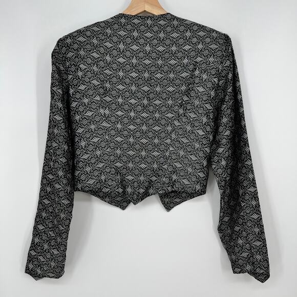 Vintage LongHorn by Niver Western Wear Crop Jacket Top Silver Gray Pewter Clasps - Picture 2 of 11